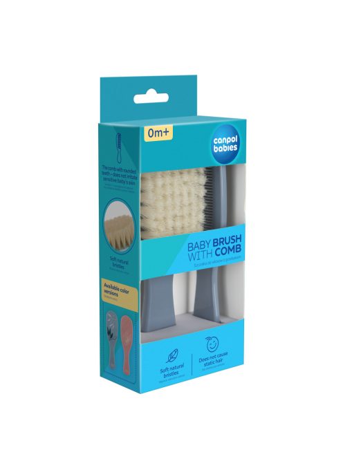 Canpol babies Természetes sörtés hajkefe és fésű GOLD - kék