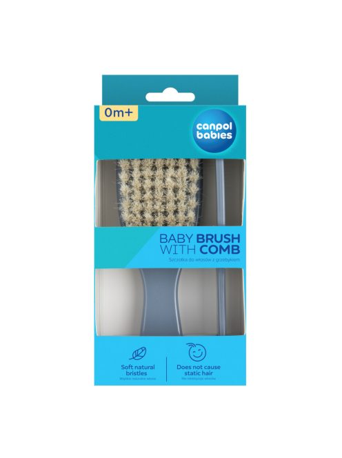 Canpol babies Természetes sörtés hajkefe és fésű GOLD - kék