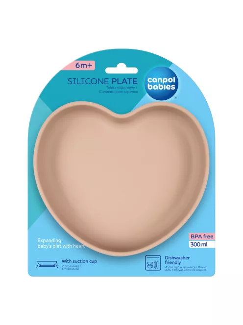 Canpol babies Szilikonos tányér tapadókoronggal, HEART - bézs