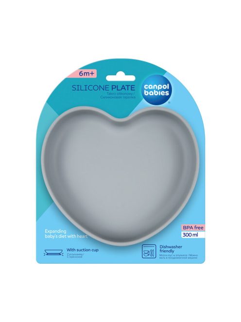 Canpol babies Szilikonos tányér tapadókoronggal, HEART - kék
