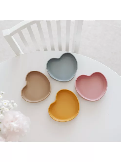 Canpol babies Szilikonos tányér tapadókoronggal, HEART - pink