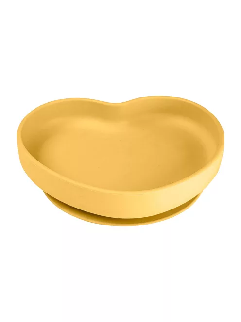 Canpol babies Szilikonos tányér tapadókoronggal, HEART - sárga
