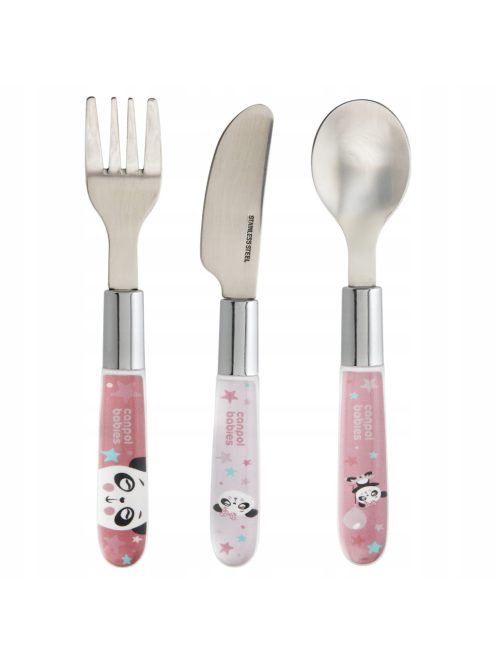 Canpol babies Rozsdamentes acél, evőeszköz készlet - pink
