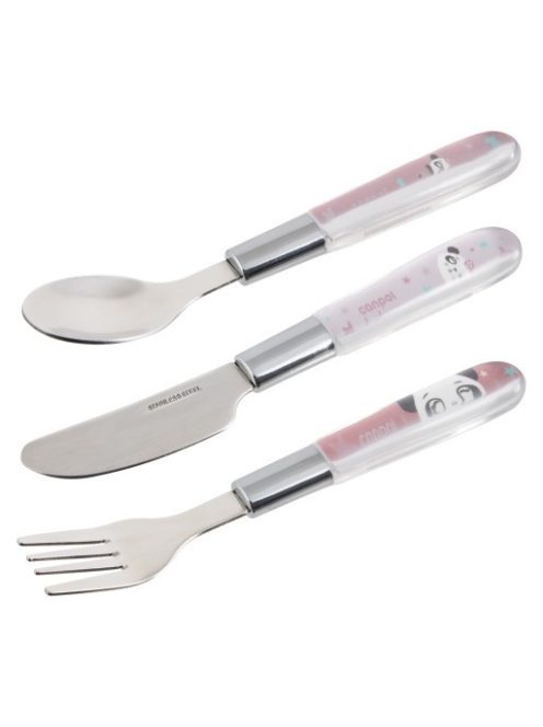 Canpol babies Rozsdamentes acél, evőeszköz készlet - pink