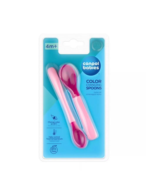 Canpol babies Színváltó, hőérzékelős kanál készlet, 2db, rózsaszín