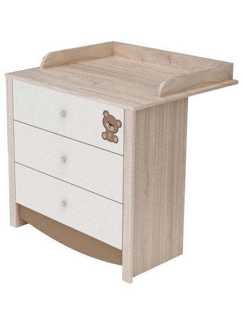 Todi Teddy 70x140-es átalakítható babaágy + Teddy 3 fiókos komód + pelenkázó toldalék