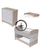 Todi Magic 70x140-es átalakítható babaágy + Magic 3 fiókos komód + pelenkázó toldalék