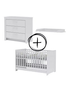   Todi White Bunny 70x140-es átalakítható babaágy + 3 fiókos komód + pelenkázó toldalék