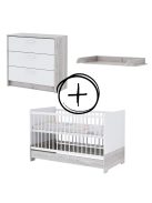 Todi Bee 70x140-es átalakítható babaágy + Bee 3 fiókos komód + pelenkázó toldalék