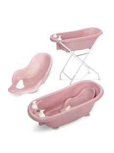   Lorelli kád leeresztő dugóval, babatartóval 88 cm + kádállvány - Nordic Pink