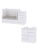 Lorelli Maxi Plus kombi ágy 70x160 + Cupboard pelenkázó komód - White