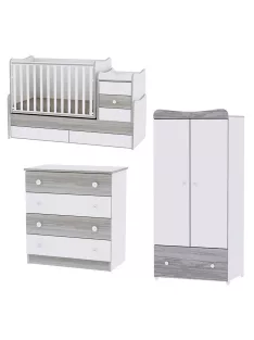   Lorelli Maxi Plus kombi ágy 70x160 + Komód + Exclusive szekrény - White & Artwood