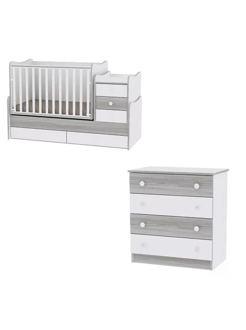 Lorelli Maxi Plus kombi ágy 70x160 + Komód - White & Artwood