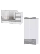 Lorelli Maxi Plus kombi ágy 70x160 + Exclusive szekrény - White & Artwood