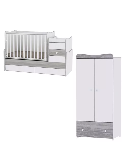Lorelli Maxi Plus kombi ágy 70x160 + Exclusive szekrény - White & Artwood