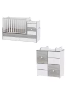 Lorelli Maxi Plus kombi ágy 70x160 + Cupboard pelenkázó komód - White & Artwood