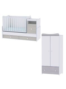   Lorelli Trend PLUS kombi ágy 70x165 + Exclusive szekrény - White & Blue Elm