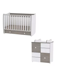   Lorelli Dream kiságy 60x120 + Cupboard pelenkázó komód - White & Coffee