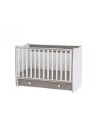 Lorelli Dream kiságy 60x120 + Cupboard pelenkázó komód - White & Coffee
