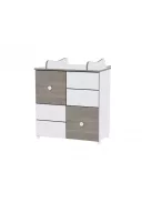 Lorelli Dream kiságy 60x120 + Cupboard pelenkázó komód - White & Coffee