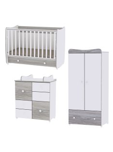   Lorelli Dream kiságy 60x120 + Cupboard pelenkázó komód + Exclusive szekrény - White & Artwood