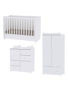 Lorelli Dream kiságy 70x140 + Cupboard pelenkázó komód + Exclusive szekrény - White