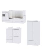 Lorelli MiniMax kombi ágy 72x190 + Cupboard pelenkázó komód + Exclusive szekrény - White