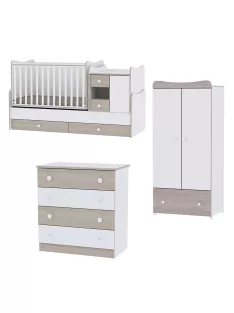   Lorelli MiniMax kombi ágy 72x190 + Komód + Exclusive szekrény - White & Amber