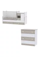 Lorelli MiniMax kombi ágy 72x190 + Komód - White & Amber