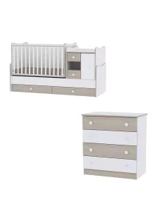 Lorelli MiniMax kombi ágy 72x190 + Komód - White & Amber