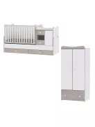 Lorelli MiniMax kombi ágy 72x190 + Exclusive szekrény - White & Amber