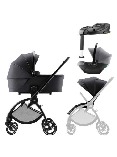 Britax Römer Rio Style 2az1-ben babakocsi +Baby Safe Core hordozó + bázistalp - Carbon Black
