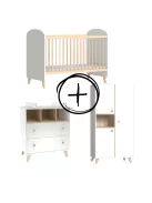 Faktum Colette Fehér 120x60-as babaágy - fehér+komód+toldalék+2 osztású szekrény (7 doboz)