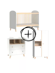   Faktum Colette Fehér 120x60-as babaágy - fehér+komód+toldalék+2 osztású szekrény (7 doboz)