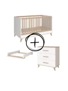 Faktum FLIP White  White & Oak átalakítható 140-es babaágy - fehér +komód+toldalék (5 doboz)