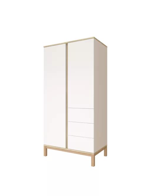 Faktum Loop White&Oak Átalakítható 140-es babaágy  - fehér+komód+toldalék+2 osztású szekrény  (8 doboz)