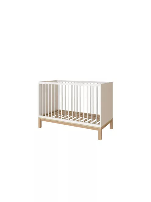 Faktum Loop White&Oak Átalakítható 140-es babaágy  - fehér+komód+toldalék+2 osztású szekrény  (8 doboz)