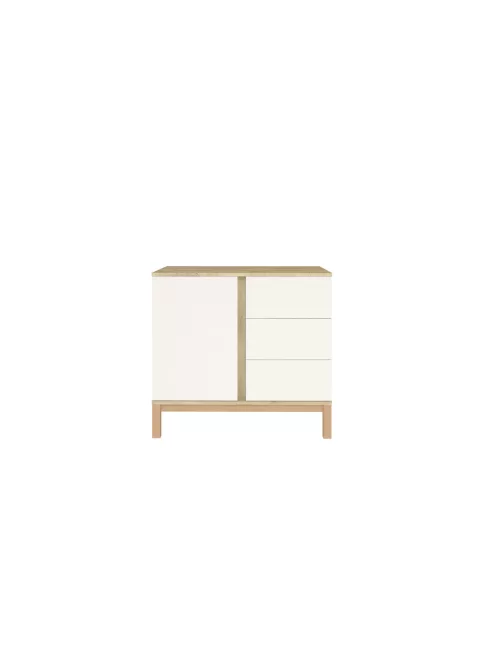 Faktum Loop White&Oak Átalakítható 140-es babaágy  - fehér+komód+toldalék+2 osztású szekrény  (8 doboz)