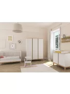 Faktum Loop White&Oak 120-as babaágy - fehér+komód+toldalék+3 osztású szekrény (9 doboz)
