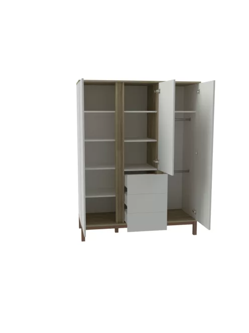 Faktum Loop White&Oak 120-as babaágy - fehér+komód+toldalék+3 osztású szekrény (9 doboz)