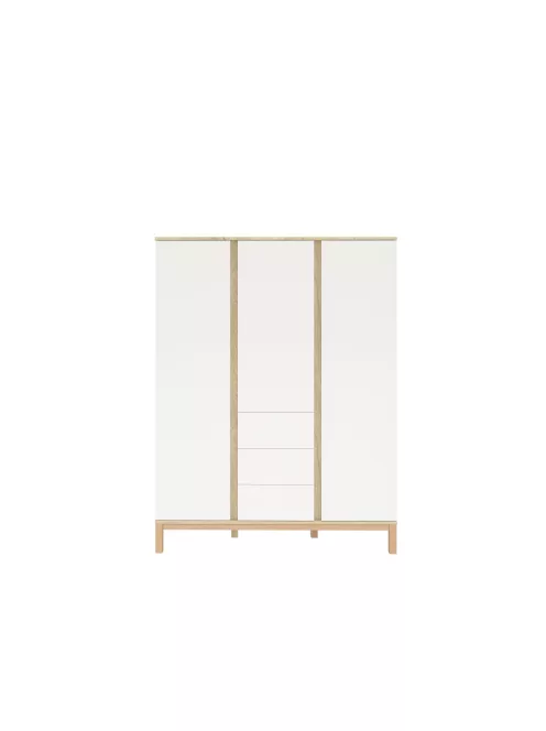 Faktum Loop White&Oak 120-as babaágy - fehér+komód+toldalék+3 osztású szekrény (9 doboz)