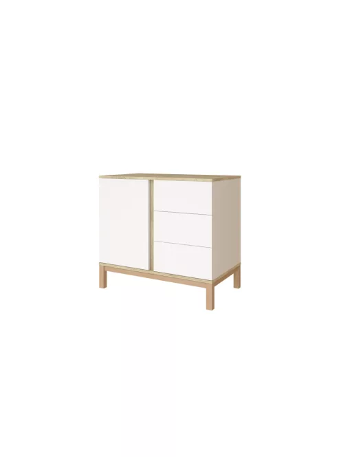 Faktum Loop White&Oak 120-as babaágy - fehér+komód+toldalék+3 osztású szekrény (9 doboz)