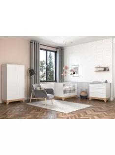   Faktum LUMINA White Átalakítható 140-es babaágy - fehér+komód+toldalék+2 osztású szekrény (8 doboz)