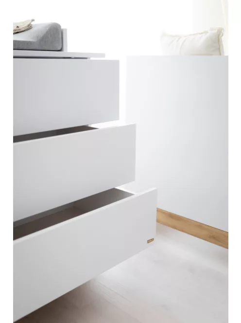 Faktum LUMINA White Átalakítható 140-es babaágy - fehér+komód+toldalék+2 osztású szekrény (8 doboz)