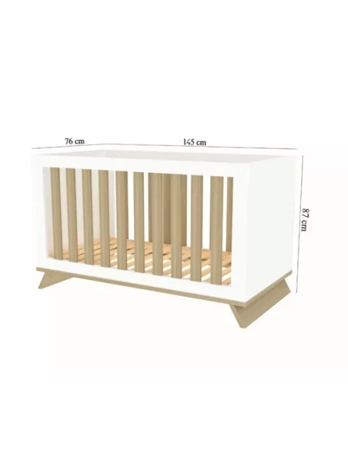 Faktum Sienna White Átalakítható 140-es babaágy - fehér+komód (toldalékkal)+2 osztású szekrény (7 doboz)