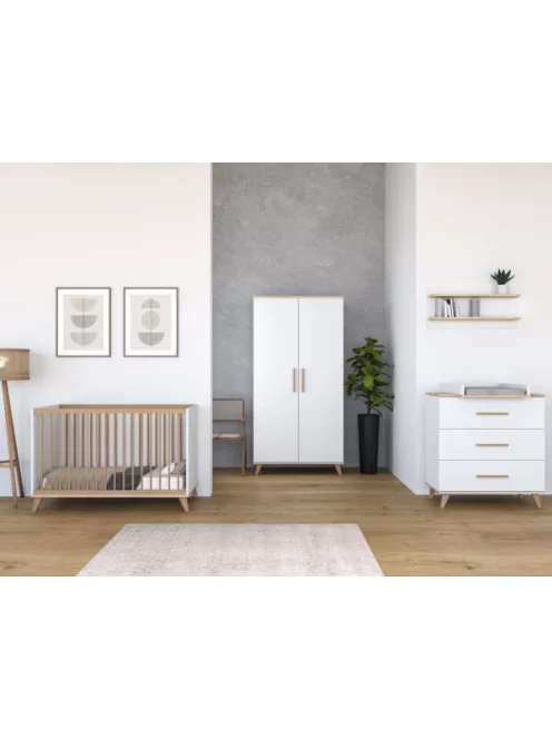Faktum FLIP White & Oak átalakítható 140-es babaágy (2 doboz) - fehér