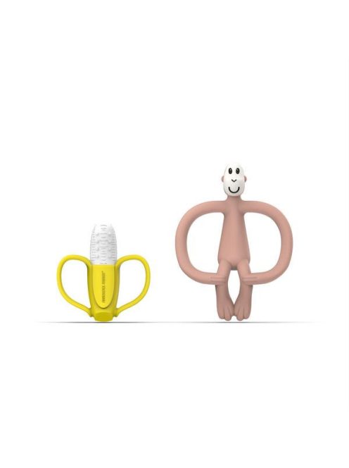 Matchstick Monkey Rágómaki és banán szett - púderrózsaszín