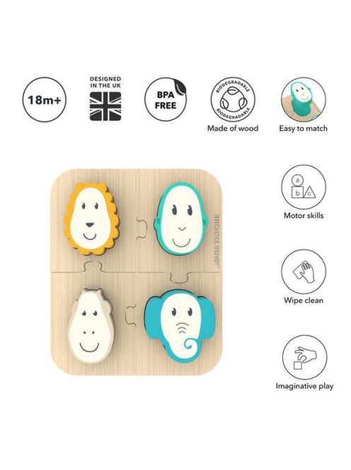 Matchstick Monkey Állatos formabeillesztő fa puzzle