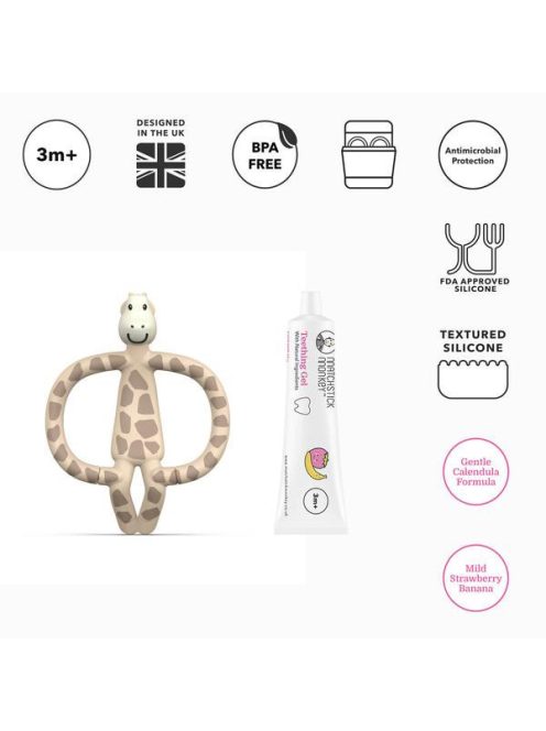 Matchstick Monkey rágómaki és fogínygél szett - zsiráf