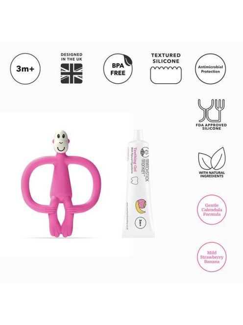 Matchstick Monkey rágómaki és fogínygél szett - pink